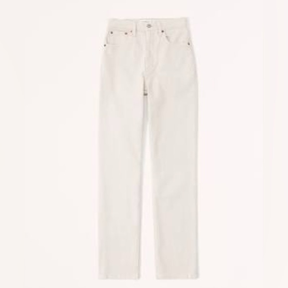 Abercrombie 90s Straight Ultra High Rise White Jeans